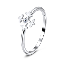 Snowflakes Designed CZ Silver Ring NSR-3240